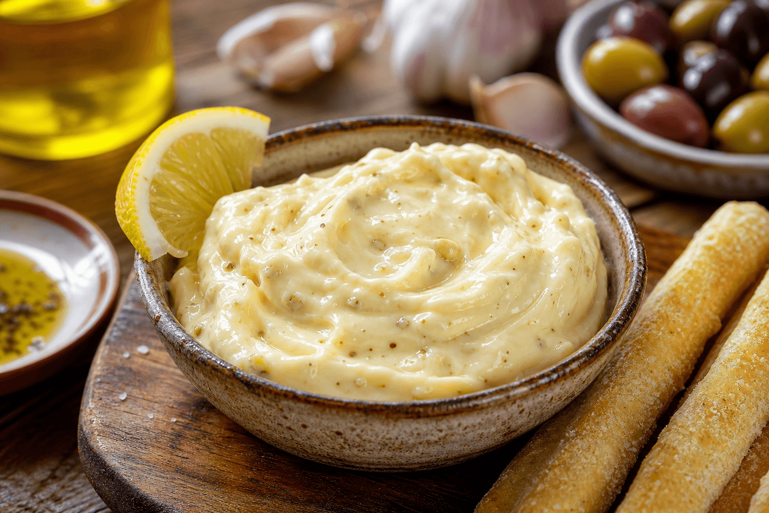Aioli med hvidvin — serveret ret