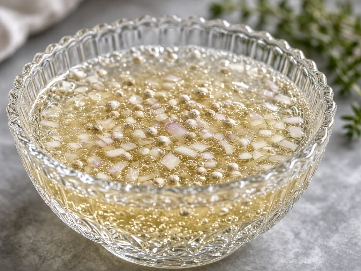 Champagne- og mousserende vinsmarinade — serveret ret