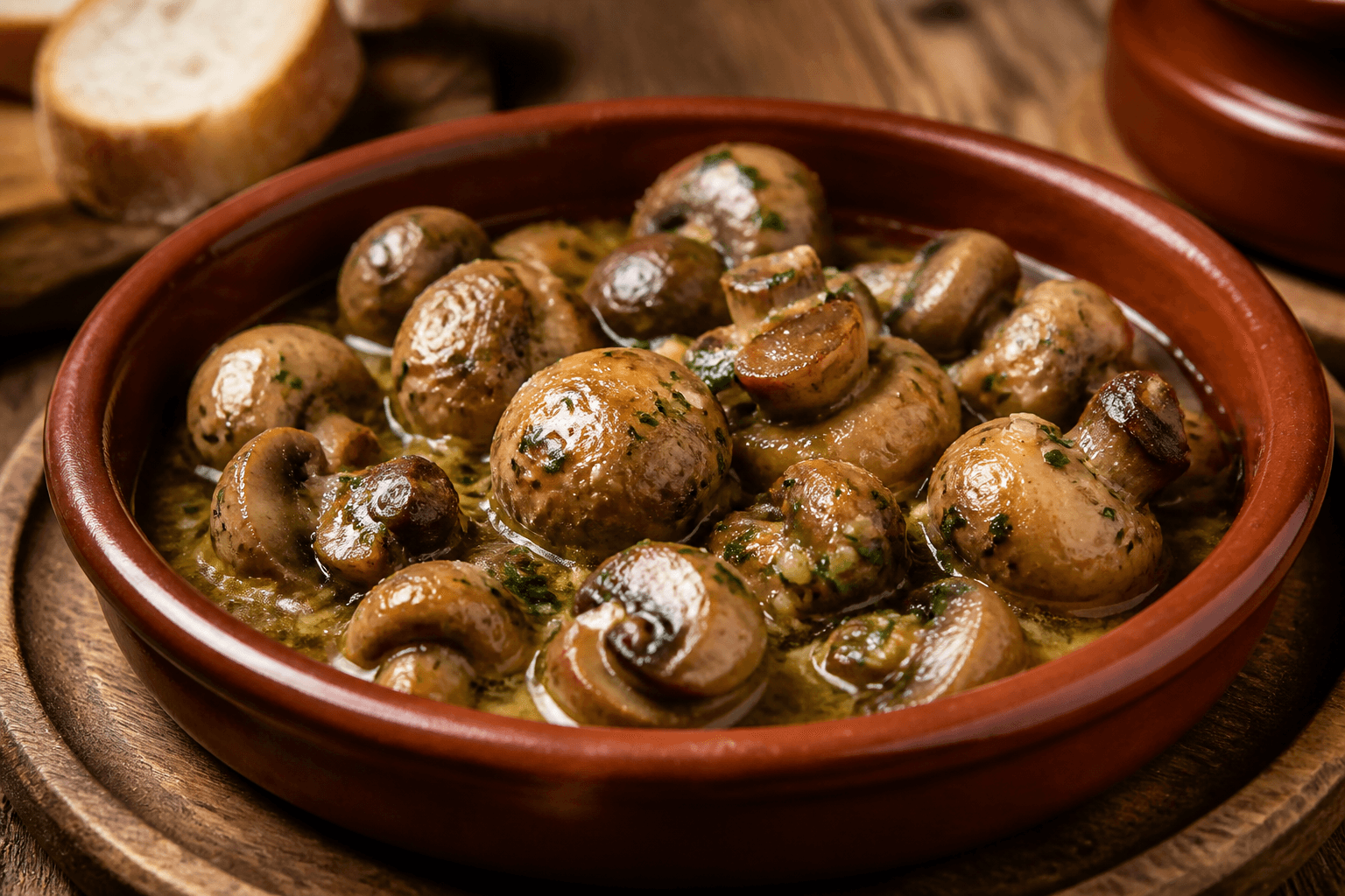 Champignons al ajillo — serveret ret