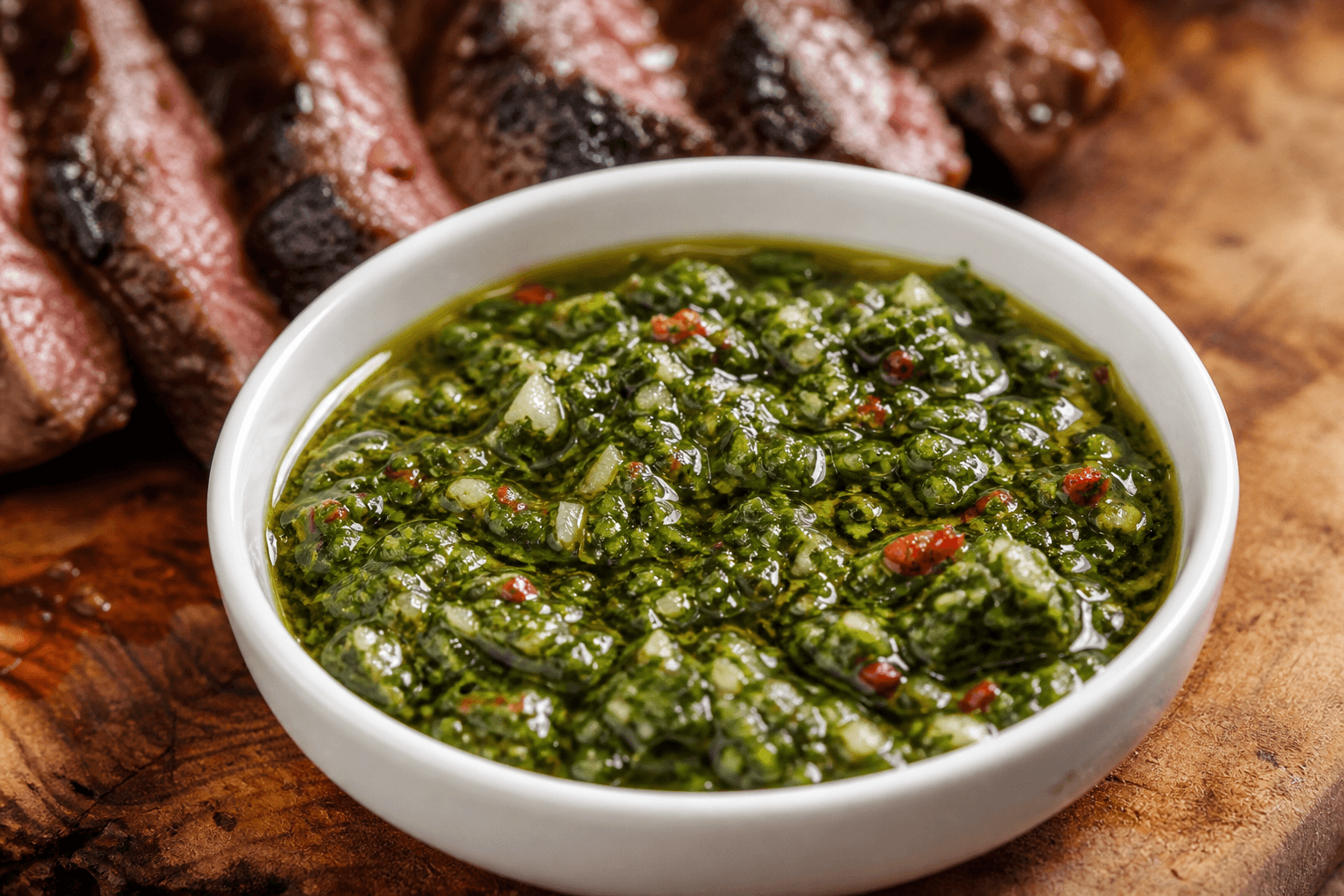 Chimichurri med rødvin — serveret ret