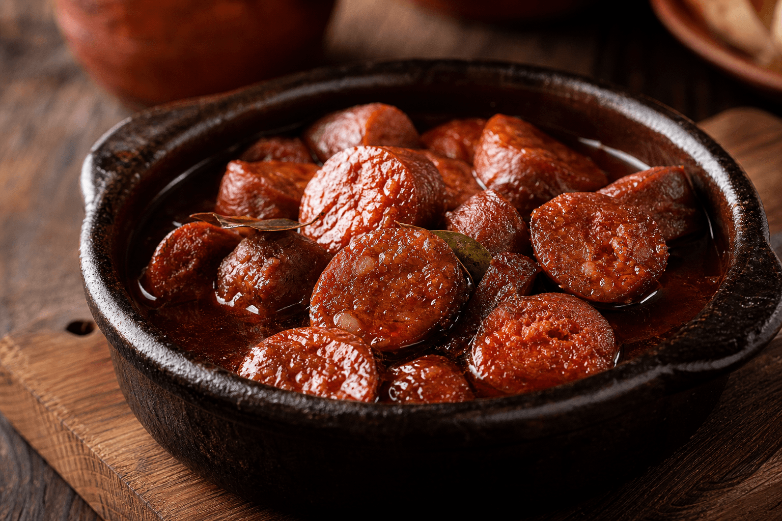 Chorizo al vino — serveret ret
