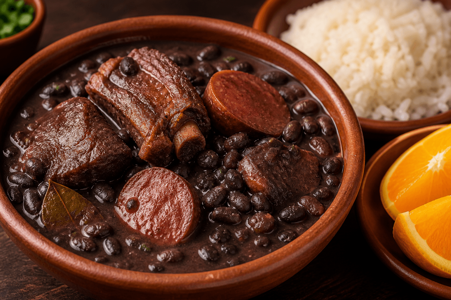 Feijoada med rødvin — serveret ret