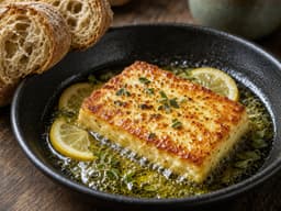 Feta saganaki — serveret ret