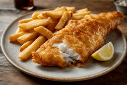 Fish & chips — serveret ret