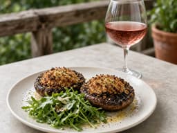 Grillede portobello med parmesan — serveret ret