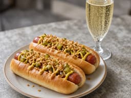 Hotdogs med Cava — serveret ret