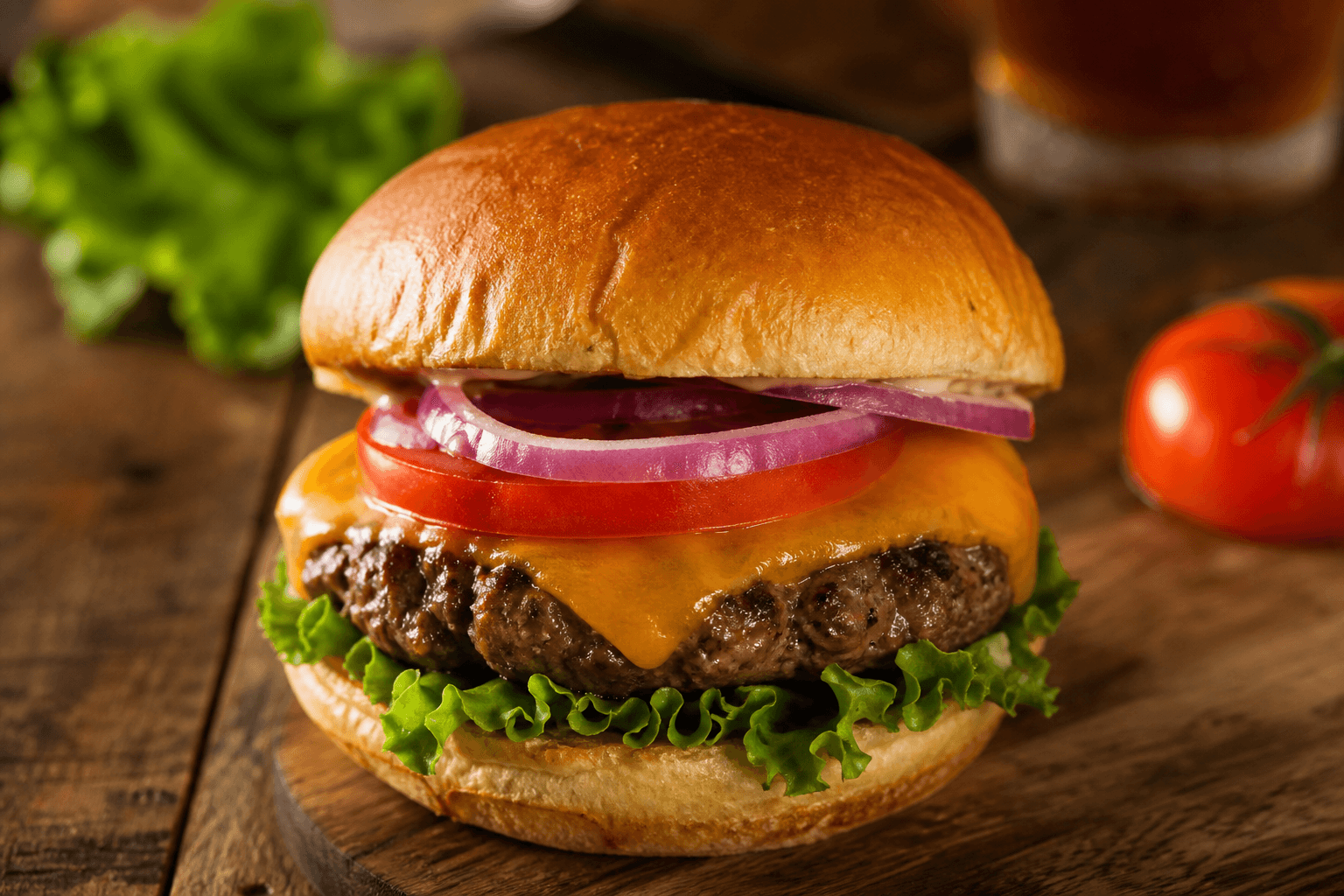 Klassisk burger — serveret ret