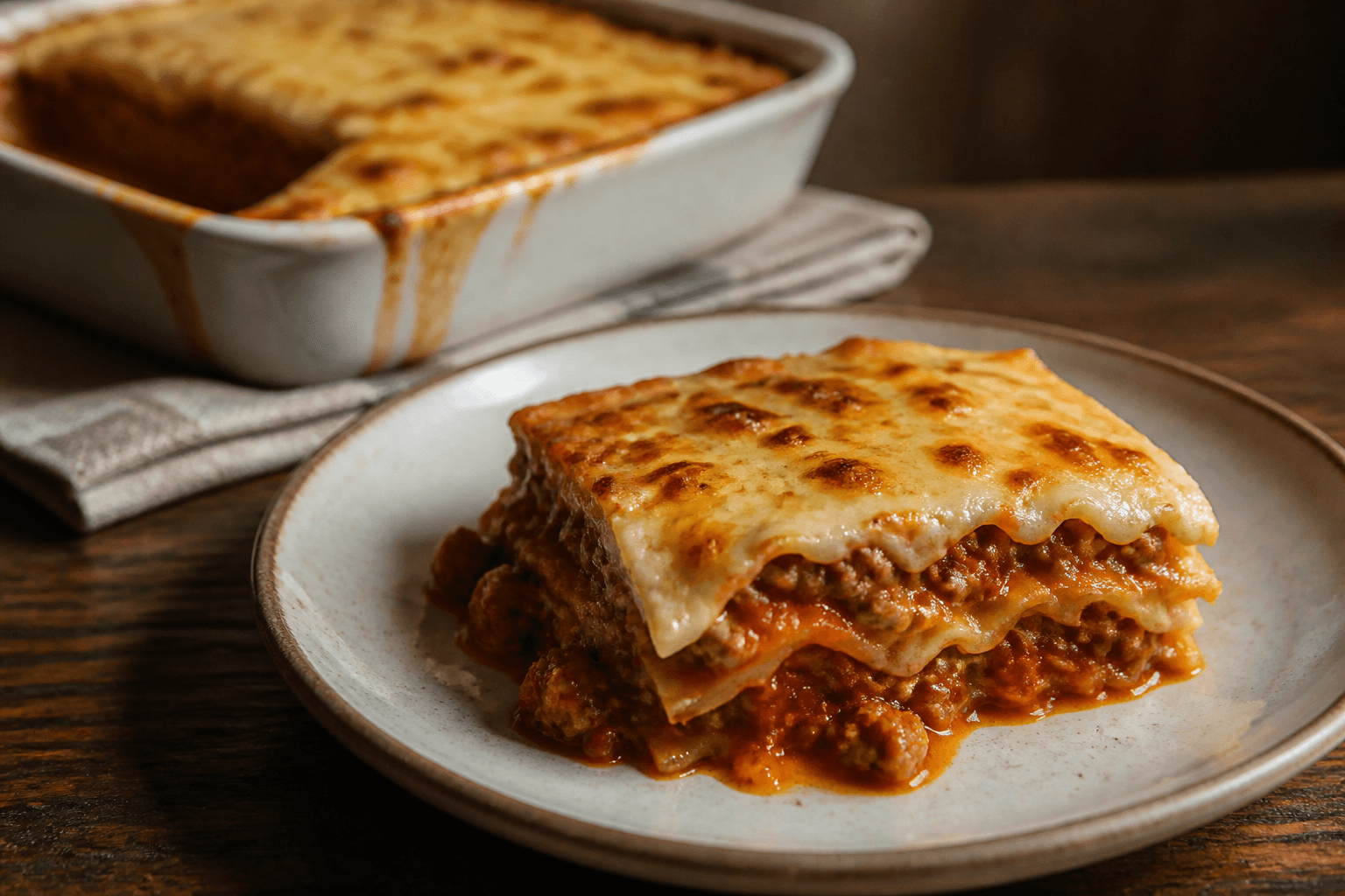 Klassisk lasagne — serveret ret