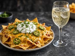 Nachos med Cava — serveret ret