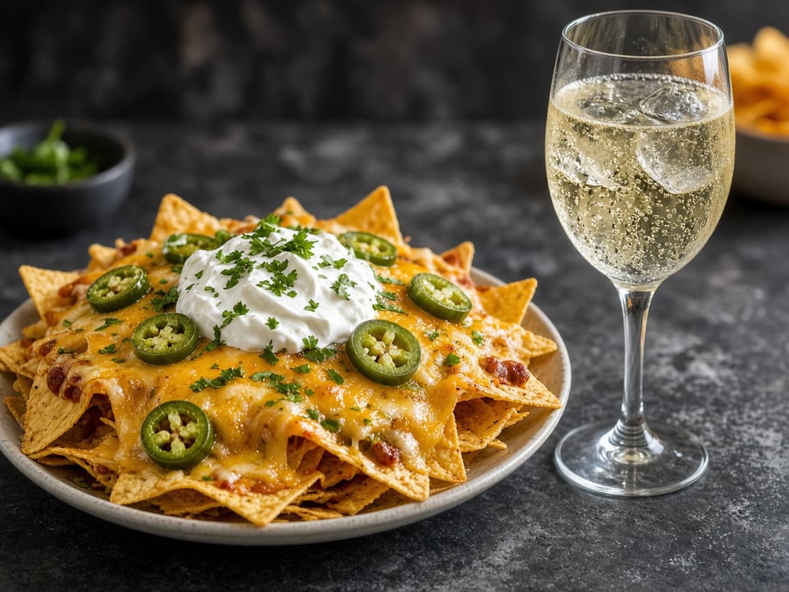 Luksus-nachos med Cava — serveret ret