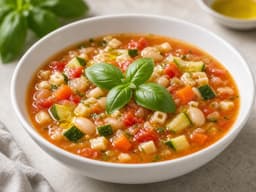 Minestrone med hvidvin — serveret ret