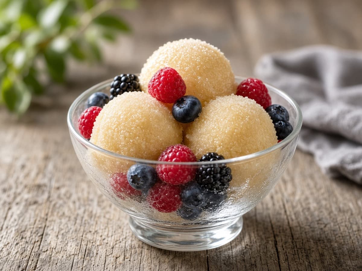Moscato d'Asti sorbet — serveret ret
