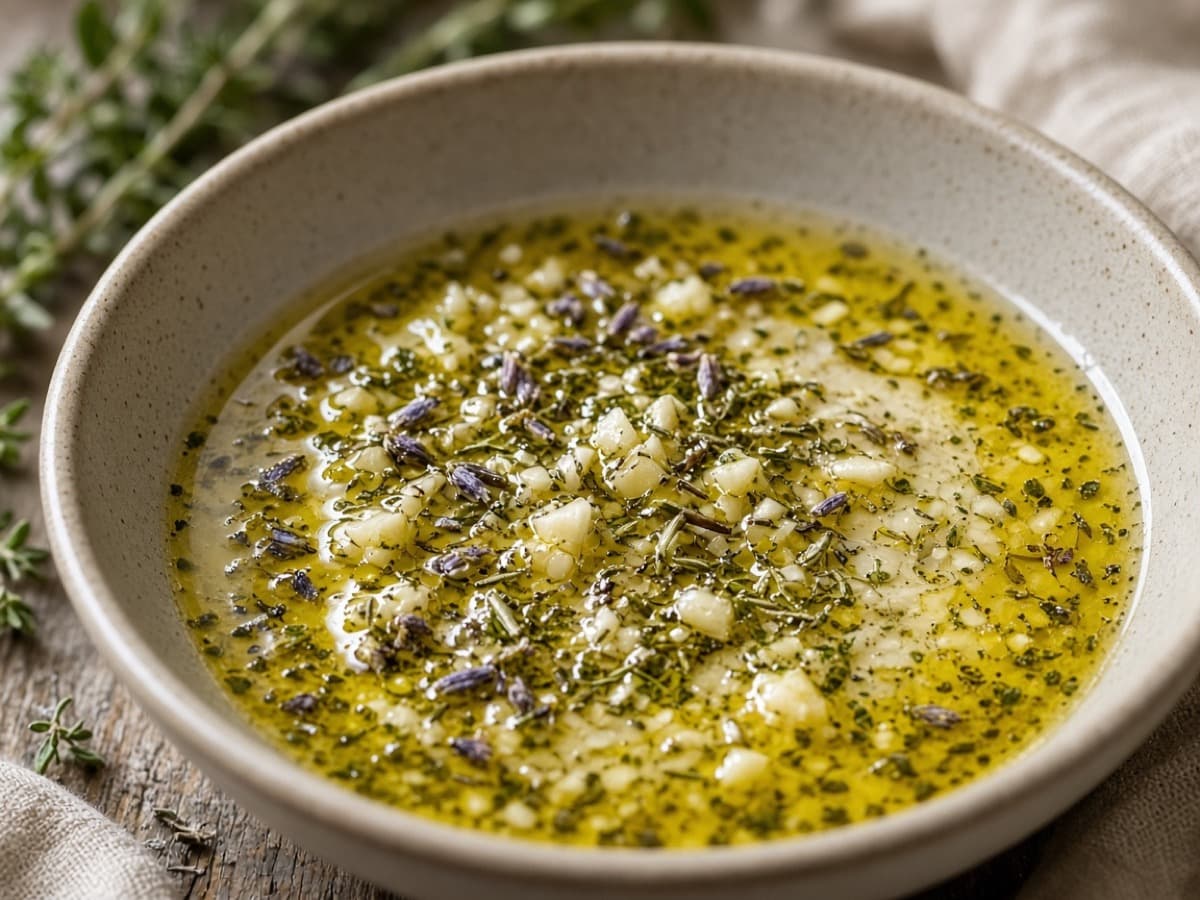 Provencalsk hvidvins- og hvidløgsmarinade — serveret ret