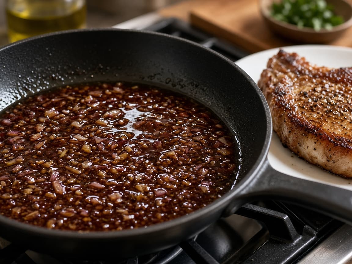 Rødvins- og balsamicosauce — serveret ret