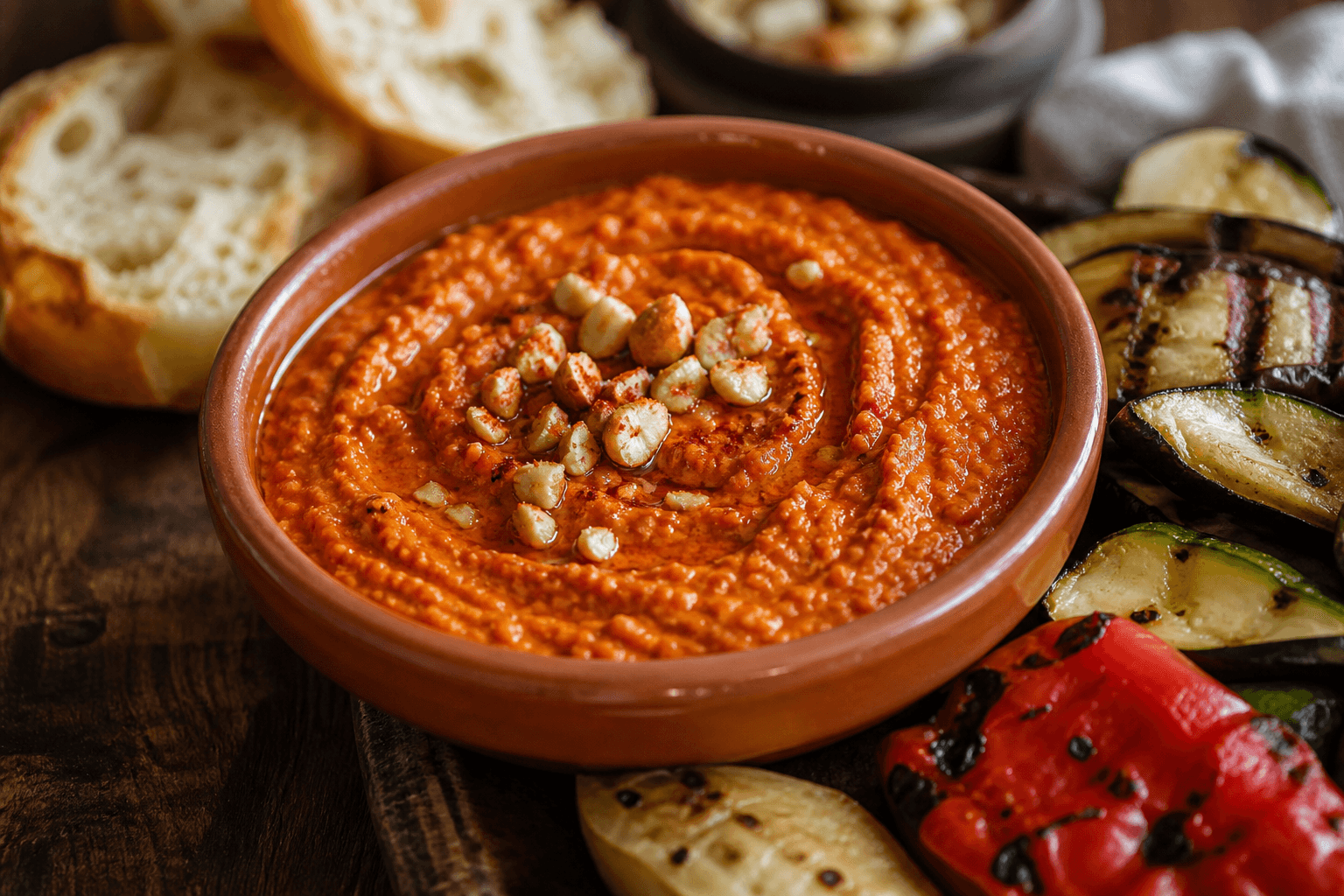 Romesco med rødvin — serveret ret