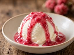Rosé-hindbærcoulis — serveret ret