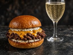 Smash burger med trøffelmayo — serveret ret