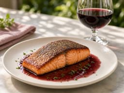 Stegt lakseside med kold pinot — serveret ret