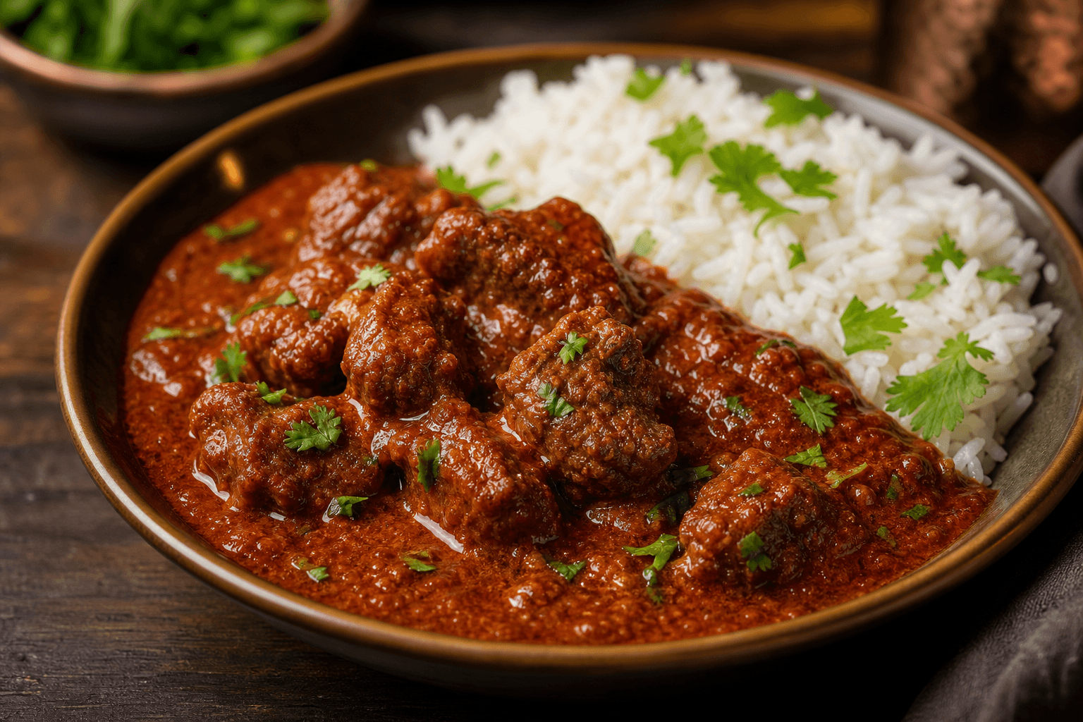 Vindaloo med hvidvin — serveret ret